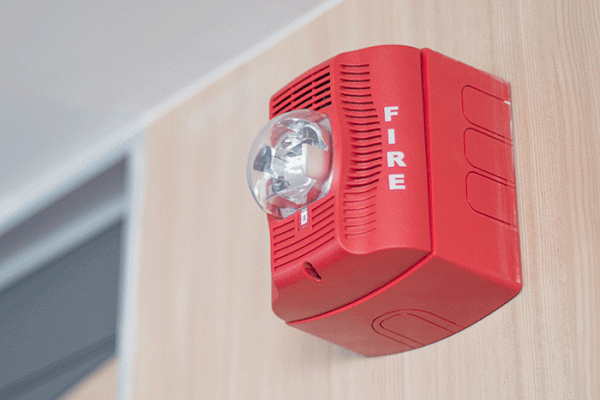 Fire alarm on wall
